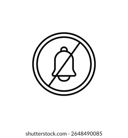 Ícone De Linha De Notificação Sem Som Dentro Do Círculo Com Indicador De Linha Diagonal
