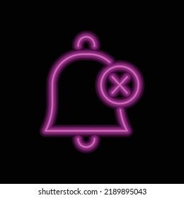 Mute notifications, silent, no sound, no bell logo simple icon vector. Flat design. Purple neon on black background.ai