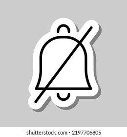 Mute notifications, silent, no sound, no bell simple icon vector. Flat design. Sticker with shadow on gray background.ai