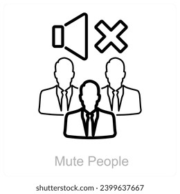 Mute People and mute icon concept