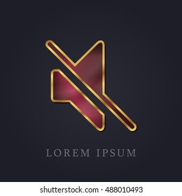 Mute Red Ruby with Golden Frame Precious Jewellery Icon / Logo Design