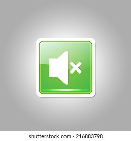 Mute Rounded Rectangular Green Vector Web Button Icon
