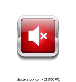Mute Rounded Rectangular Red Vector Web Button Icon