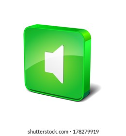 Mute Sign 3d Rounded Square Green Vector Button Icon Design