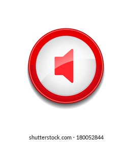 Mute Sign Circular Red Vector Web Button Icon