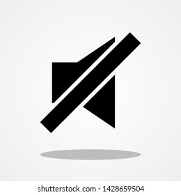 Mute Sign. Icon with Gray Shadow