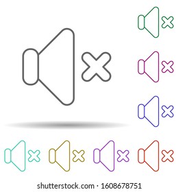 Mute sign multi color icon. Simple thin line, outline vector of web icons for ui and ux, website or mobile application