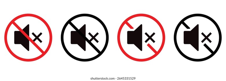 Mute and Silent Mode Icon Set – No Sound Speaker Symbol Collection