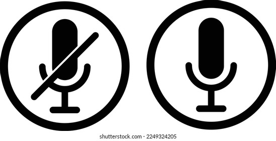 Mute or Slash Mic, Microphone Icon Set
