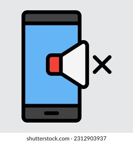 Mute smartphone filled line icon, use for website mobile app presentation