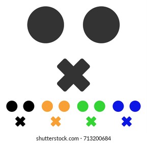 Mute Smile icon. Vector illustration style is a flat iconic mute smile symbol with black, gray, green, blue, yellow color versions. Designed for web and software interfaces.