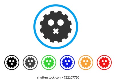 Mute Smiley Gear icon. Vector illustration style is a flat iconic mute smiley gear symbol with black, gray, green, blue, red, orange color versions. Designed for web and software interfaces.