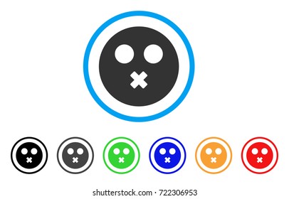 Mute Smiley icon. Vector illustration style is a flat iconic mute smiley symbol with black, gray, green, blue, red, orange color additional versions. Designed for web and software interfaces.