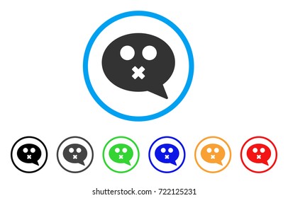 Mute Smiley Message icon. Vector illustration style is a flat iconic mute smiley message symbol with black, gray, green, blue, red, orange color variants. Designed for web and software interfaces.