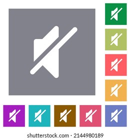 Mute solid flat icons on simple color square backgrounds