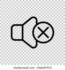 Mute sound, audio off, simple icon. Black editable linear symbol on transparent background