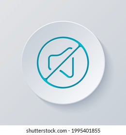 Mute sound, audio off, simple icon. Cut circle with gray and blue layers. Paper style