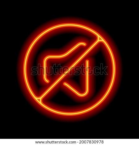 Mute sound, audio off, simple icon. Orange neon style on black background. Light linear icon with editable stroke