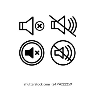 Stumme Sound Audio Voice Icons Symbol Zeichen Vektorgrafik Design Simple Black White Color Moderne Illustration Kollektion Sets