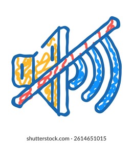 mute sound doodle icon sketch vector. mute sound sign. isolated symbol illustration