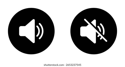 Desativar o conceito de ícone de som. Ícone Som. Ícone de alto-falante de som e mudo. Para design gráfico, logotipo, Web, UI.