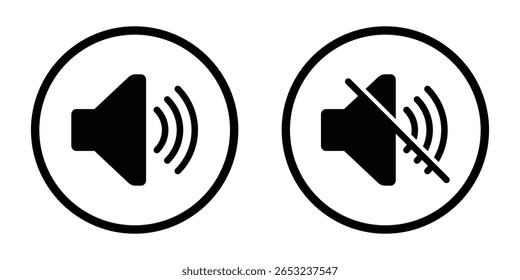 Desativar o conceito de ícone de som. Ícone Som. Ícone de alto-falante de som e mudo. Para design gráfico, logotipo, Web, UI.