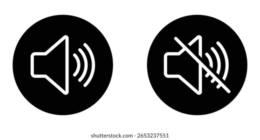 Desativar o conceito de ícone de som. Ícone Som. Ícone de alto-falante de som e mudo. Para design gráfico, logotipo, Web, UI.