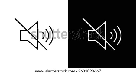 Mute sound icon in editable stroke. EPS 10 vector illustration.
