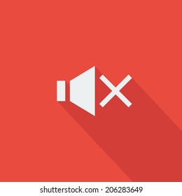 Mute sound icon , Flat design style, vector illustration. long shadow icon.