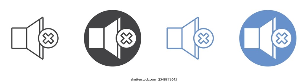 Mute sound icon flat line symbol set.