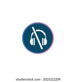 Mute sound icon. Сrossed out headphones isolated on white background.