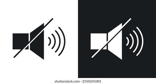 Mute sound icon pack in black color.