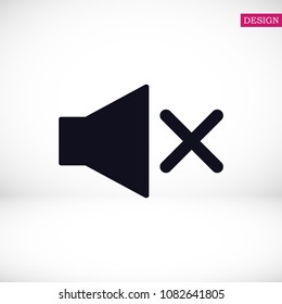Mute sound icon, stock vector illustration flat design style