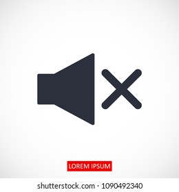 Mute sound icon, stock vector illustration flat design style