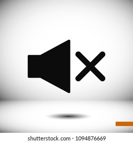 Mute sound icon, stock vector illustration flat design style