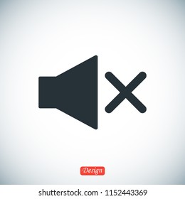 Mute sound icon, stock vector illustration flat design style