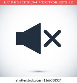 Mute sound icon, stock vector illustration flat design style
