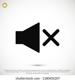 Mute sound icon, stock vector illustration flat design style