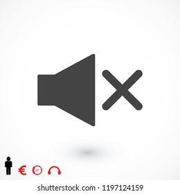 Mute sound icon, stock vector illustration flat design style