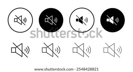 Mute sound icon Thin line illustration set