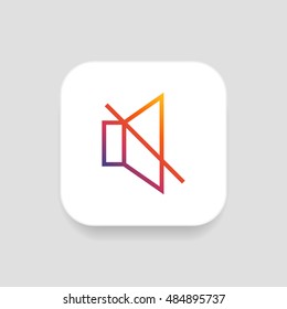 Mute sound icon vector, clip art. Also useful as logo, square app icon, web UI element, symbol, graphic image, silhouette and illustration. Compatible with ai, cdr, jpg, png, svg, pdf and eps formats.