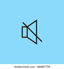 Mute sound icon vector, clip art. Also useful as logo, web UI element, symbol, graphic image, silhouette and illustration.