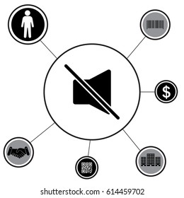 Mute sound icon. vector illustration
