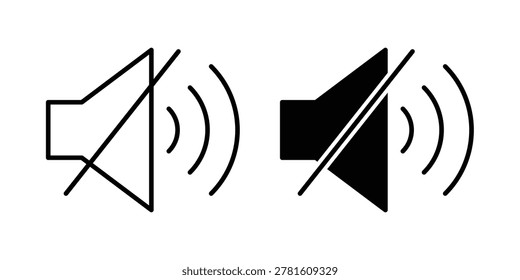 Mute sound icon vector logo. icons in solid, editable strokes.