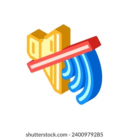 silenciar el vector de iconos isométricos del sonido. señal de sonido silencioso. ilustración de símbolo aislado