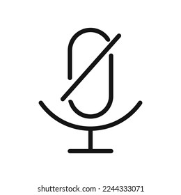Mute sound line icon isolated on white background. Black flat thin icon on modern outline style. Linear symbol and editable stroke. Simple and pixel perfect stroke vector illustration. 