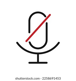 Mute sound line icon isolated on white background. Black flat thin icon on modern outline style. Linear symbol and editable stroke. Simple and pixel perfect stroke vector illustration.