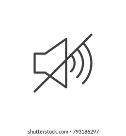 Mute Sound Line Icon, Outline Vector Sign, Linear Style Pictogram Isolated On White. Speaker Mute Symbol, Logo Illustration. Editable Stroke