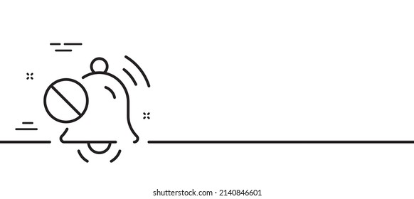 Mute sound line icon. Silence bell sign. Turn off music symbol. Minimal line illustration background. Mute sound line icon pattern banner. White web template concept. Vector