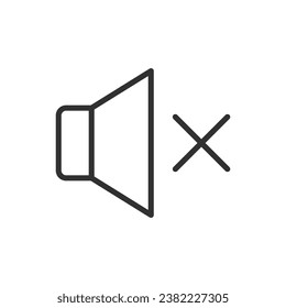 Mute the sound, linear icon. Speaker and mute sign. Line with editable stroke